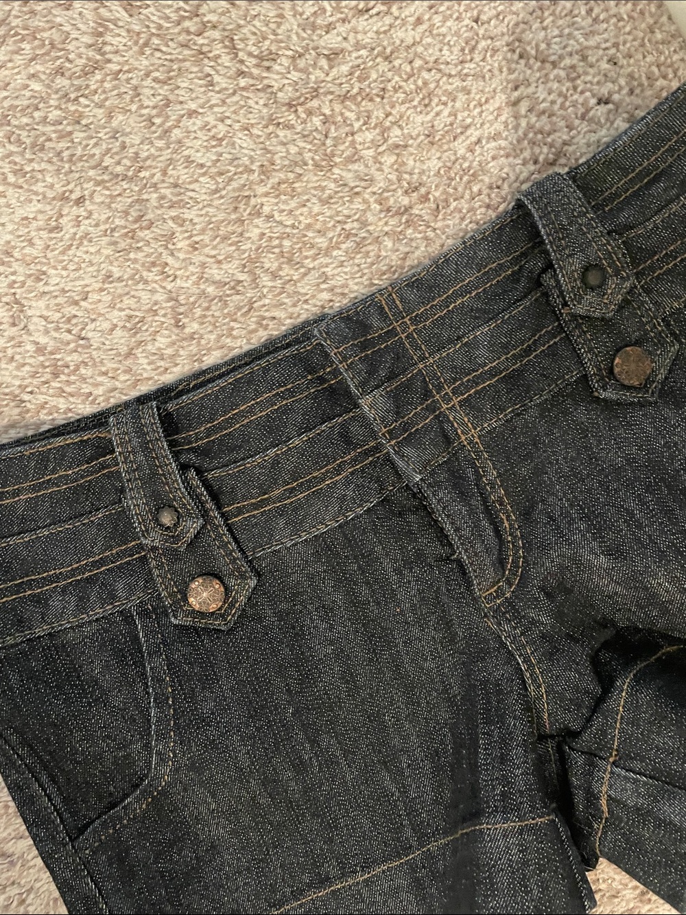 Boom boom Dark Denim Short Shorts with Contrast Stitching size 9 y2k - Picture 2 of 4
